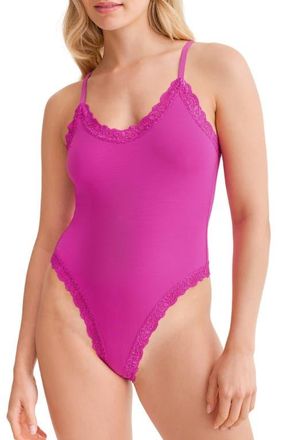 Fleur't Lace Trim Bodysuit in Passion Fruit at Nordstrom, Size X-Small