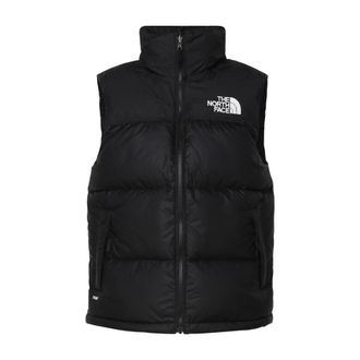 The North Face Vests, male, Black, Size: XS Black Zipper Coat with Stowable Hood