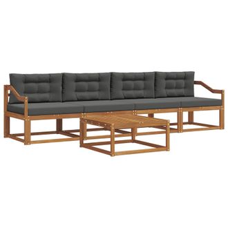 vidaXL Conjunto De Sof&aacute;s De Exterior 5 Pcs Natural Y Antracita Vidaxl