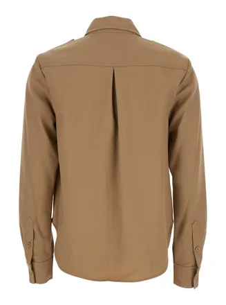 Michael Michael Kors Womens Beige Shirt With Patch Pockets Polyester Blouses