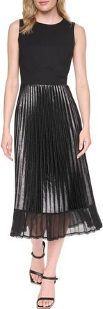 DKNY Mixed Media Sleeveless Midi Dress in Black at Nordstrom, Size X-Large