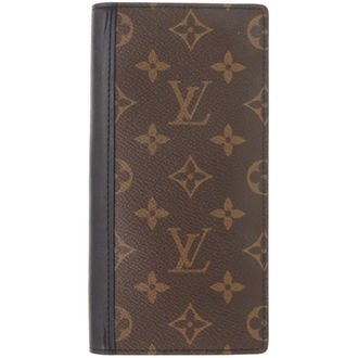 Louis Vuitton Monogram Macassar Black Brown Monogram Macassar Long Wallet (Bi-Fold) (Pre-Owned)