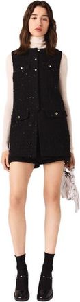 Maje Tweed playsuit with rhinestones in Black at Nordstrom, Size 42 Eu