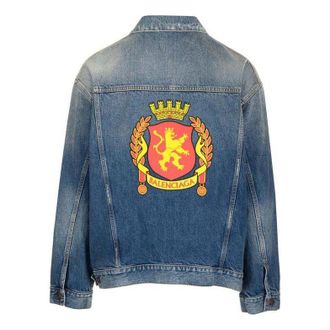 Balenciaga Back Emblem Patch Denim Jacket Blue 697781TBP484455