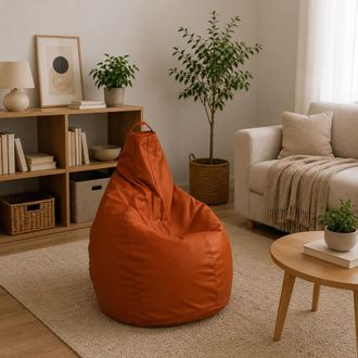 Dmora Pouf Aunter, Poltrona Multiuso, Poltroncina Sacco, Pouf Poggiapiedi, Made In Italy, 90x90 H120 Cm, Arancione - Dmora