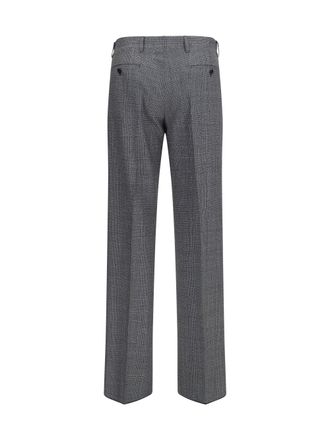 Lardini Tailored Houndstooth Cotton Blend Trousers - Gray