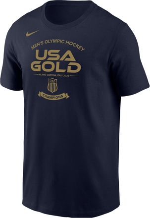 Nike Mens USA Olympic Team 2026 Gold Medal Roster Cotton T-Shirt in Blue | M11332P504USAH-NVY