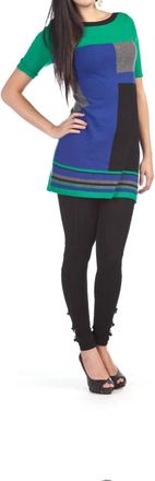 Papillon Color Block Short Sleeve Angora Dress In Multi