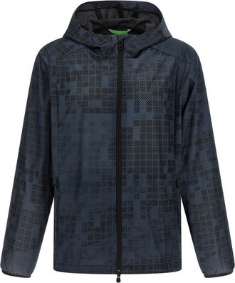 HUGO BOSS Blue Printed Hood Jacket