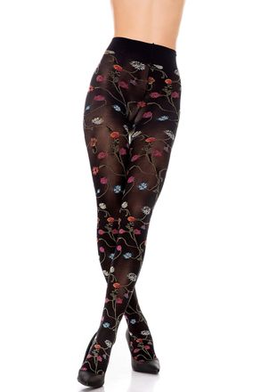Trasparenze Ladies 1 Pair Trasparenze Platino Floral Knit Opaque Tights Variante Unica L