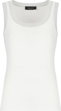 Fabiana Filippi Tops, Dames, Wit, S, Katoen, Witte katoenen top met lurex details
