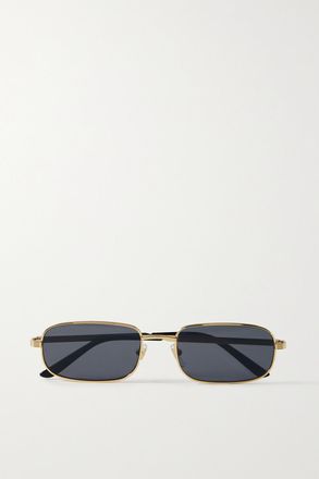 Gucci Occhiali Da Sole In Metallo Dorato Con Montatura Rettangolare - Oro