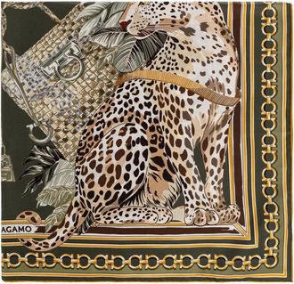 Ferragamo Felindra Zijden Sjaal - Dames - Zijden sjaals - Groen - ONE Size - Accessoires