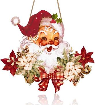 OEM Decoraci&oacute;n Navide&ntilde;a, Letrero De Bienvenida De Pap&aacute; Noel Estilo Vintage, Letrero Colgante De Madera Para La Puerta Principal