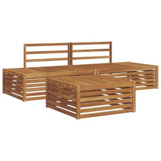 vidaXL 4 Pz Set Di Divani Da Esterno Legno Di Acacia Massello Naturale Vidaxl