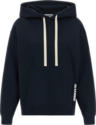 Jil Sander Blue Comfort Logo Hoodie