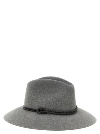 Brunello Cucinelli Wool Felt with Monile Embroidery Fedora - Gray