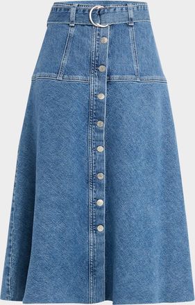 Rails Loma Belted Denim Midi Skirt