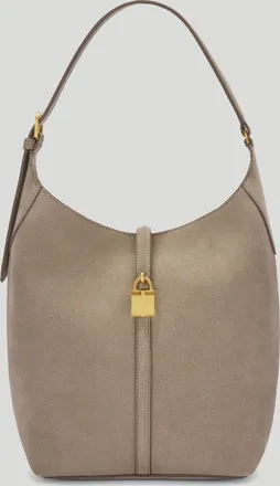 DeMellier The Siena Bucket in Light Taupe Suede Leather Shoulder bag