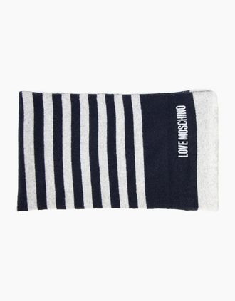 Love Moschino Mens Love Moschino Stripe Logo Knitted Scarf Navy/grey - Navy/Multi - Size: OS