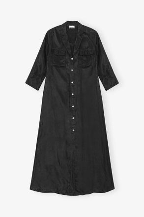 Ganni Black Fluid Cupro Maxi Dress - Size 32