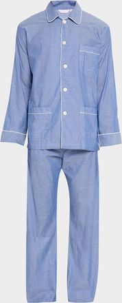 Derek Rose Men & apos;s Amalfi Cotton Batiste Long Pajama Set