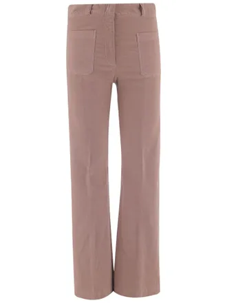 Ql2 Quelledue Flared Stretch Cotton Velvet Pants With Pressed Center Crease
