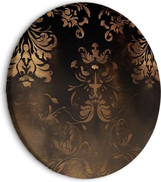 OEM Cuadro Redondo - Adornos Barrocos En Oro Patinado Y Bronce: Motivo Retro / Dise&ntilde;os Barrocos Oscuros Con Detalles Dorados