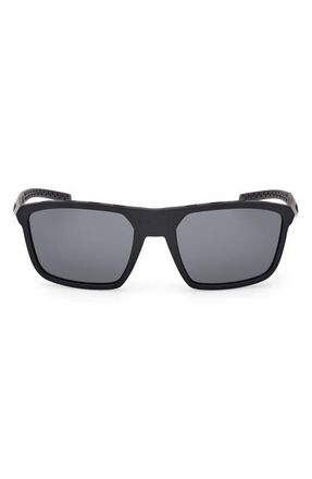 adidas 57mm Navigator Sunglasses in Matte Black /Smoke at Nordstrom