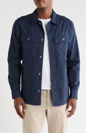 14th & Union Linen & Cotton Shirt Jacket in Navy Still - Black at Nordstrom Rack, Size Xx-Large