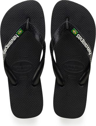 Havaianas Brazil Logo Flip Flop in Black/black at Nordstrom, Size 5