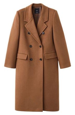 Mango Double Breasted Coat in Ochre at Nordstrom, Size X-Small