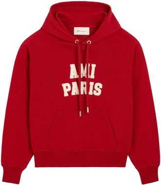 Ami Felpa con cappuccio in cotone con logo Ami Paris