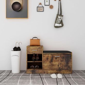 vidaXL Vidaxl - Panca Porta Scarpe Rovere Fumo 94,5x31x57cm Legno Multistrato