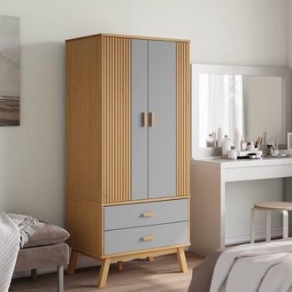 Berkfield Home Wardrobe OLDEN Grey & Brown 76.5x53x172 cm Solid Wood Pine