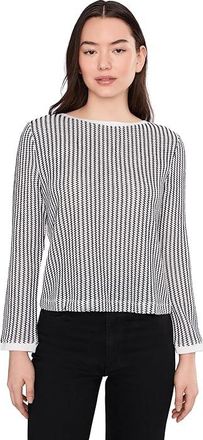 Nic+Zoe Petite Zigzag Knit Top Womens Clothing Indigo : PL, Polyester