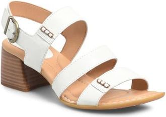 B&oslash;rn Secan Block Heel Sandal in White Leather at Nordstrom, Size 11