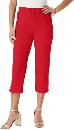 Roaman's Plus Size Comfort Stretch Capri Jean in Vivid Red at Nordstrom, Size 36