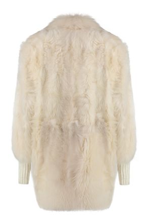 Fabiana Filippi Womens Shearling Overcoat - Ivory Sheepskin - Size EU 38 (Womens)