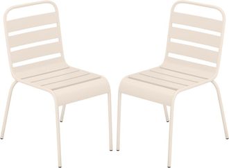 Vente-Unique Sedia da giardino impilabile in Metallo Beige - Lotto di 2 - MIRMANDE di MYLIA