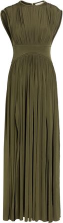 Zimmermann Luna Gathered Stretch-jersey Maxi Dress - Olive - 2 (UK 12 / M)