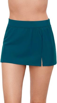 Aqua Green Full Coverage Skirted Swimsuit Bottom with Side Slit in Lagoon at Nordstrom, Size X-Large