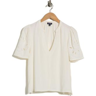 Splendid Cayden Embroidered Flutter Top in Paper White at Nordstrom Rack, Size X-Small