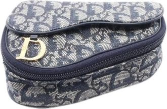 Dior Pre-owned Borsa a Mano Saddle Trotter in Tela e Pelle - - Pre-owned - Donna - Blu - ONE SIZE