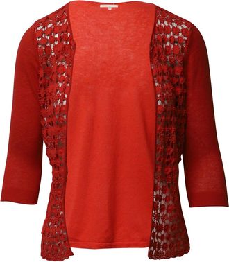 Maje Crocheted Cardigan in Red Cotton