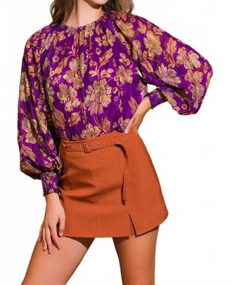 Flying Tomato The Marlowe Floral Blouse In Purple