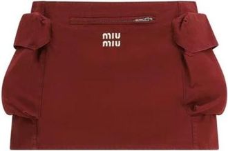 Miu Miu Minifalda de Popel&iacute;n Lavado - Skirts - Mujer - Rojo - M