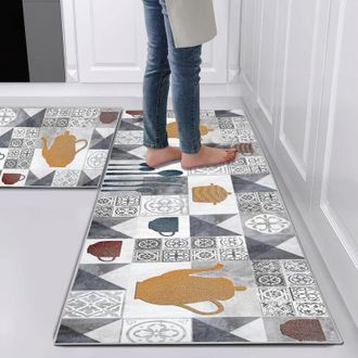 OEM Juego De Alfombras De Cocina Antideslizantes Y Lavables, 2 Piezas, Antifatiga, Para Decoraci&oacute;n Del Hogar Y Escritorios De Pie (estilo C, 40x60+40x120c