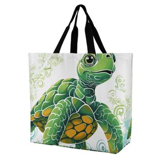 Generic Cartoon Turtle Pattern Tote Bag Foldable Carry Bag Durable Grocery Bags For Ladies Yoga Casual