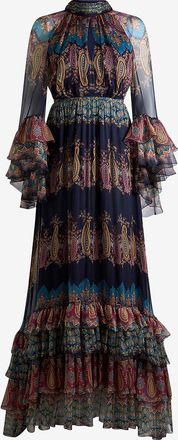 Etro Langes Kleid aus edlem Chiffon mit Designmuster